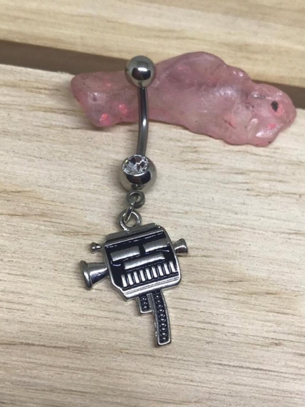 Movie Camera Film dangle belly button ring navel ring piercing new 14 Gauge